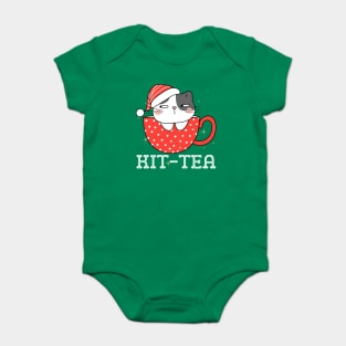 Christmas Cat Santa Kit Tea Baby Bodysuit